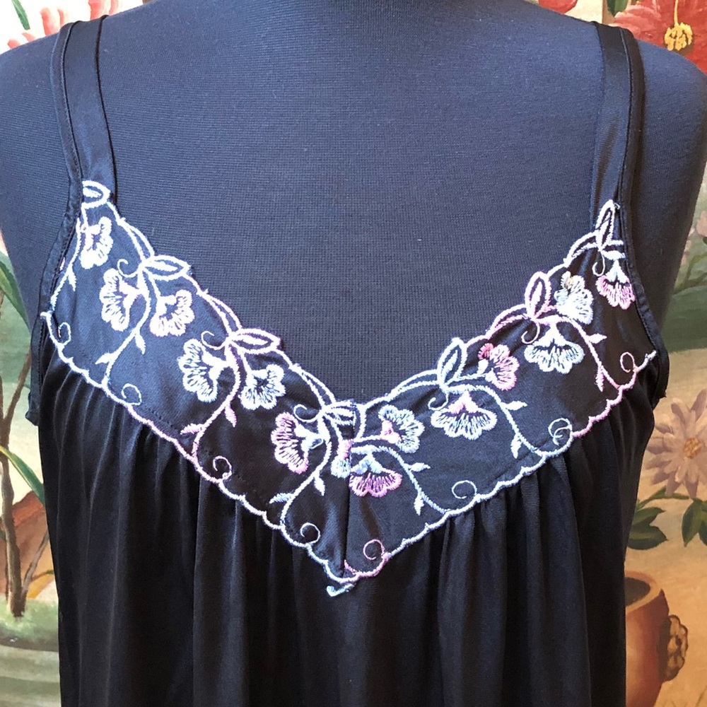 Vintage Med long black nightgown with embroidery